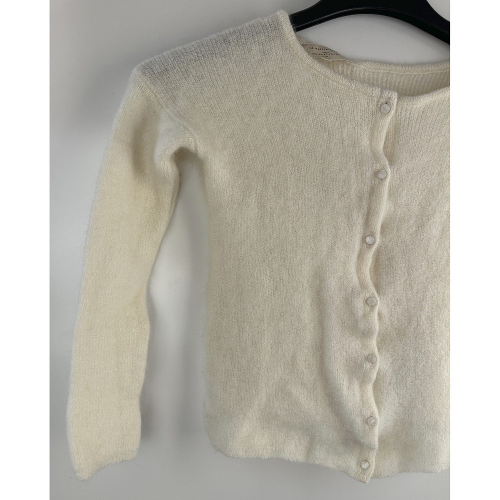 Sezane Gaspard Super Kid Mohair Baby Alpaca Ecru Cardigan Sweater XXS Luxury - Picture 3 of 14